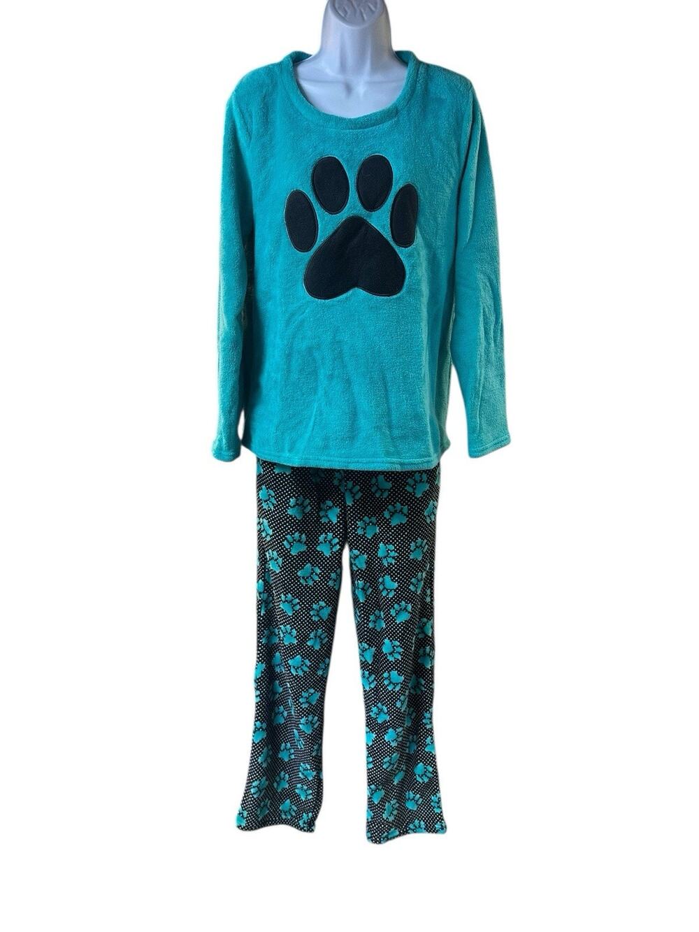 The Animal Rescue Site Gradient Paws & Polka Dot Pajama Set Teal Large